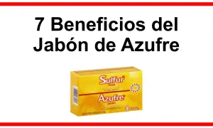 Descubre los 7 beneficios del jabón de azufre para el tratamiento del acné. La caja amarilla muestra "Sulfur Soap with Lanolin".