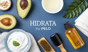 Aguacate, yogur y aceite para **hidratar el pelo de forma natural**. Ingredientes frescos para un cabello radiante.