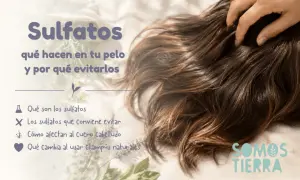 El cabello largo y castaño se ve afectado por los sulfatos, que pueden ser malos para el cabello. Aprende por qué evitarlos.