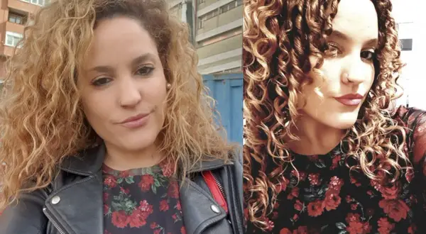 Comparativa del método curly: antes, cabello más suelto y menos definido; después, rizos marcados y voluminosos.
