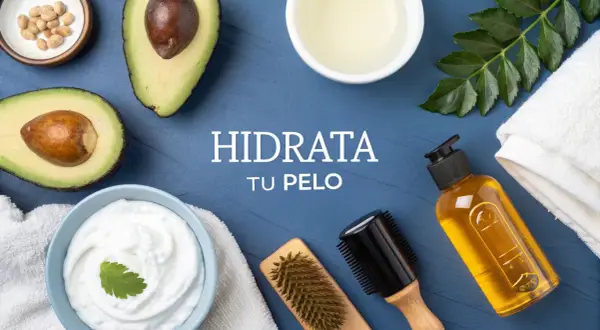 Aguacate, yogur y aceite para **hidratar el pelo de forma natural**. Ingredientes frescos para un cabello radiante.