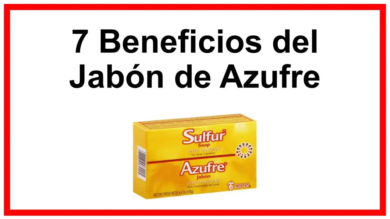 Descubre los 7 beneficios del jabón de azufre para el tratamiento del acné. La caja amarilla muestra "Sulfur Soap with Lanolin".