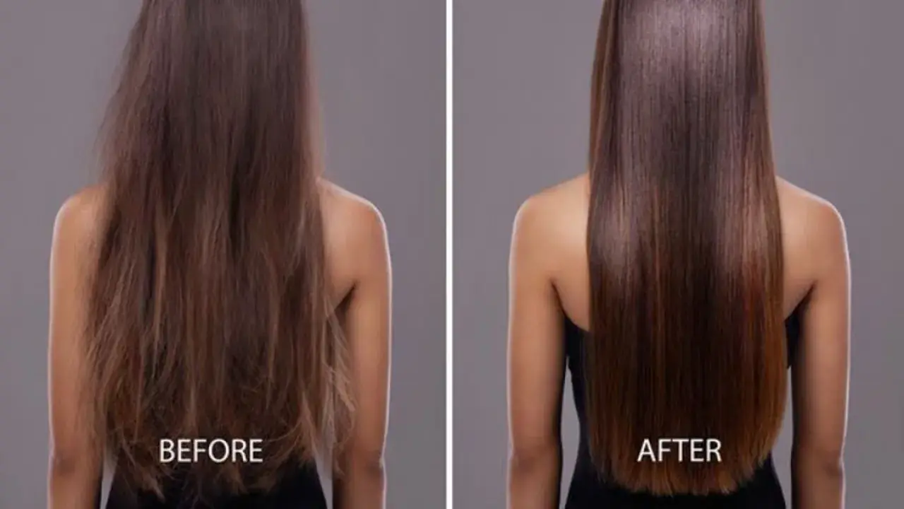 Antes y después: cómo quitar el encrespamiento del pelo de forma natural. Cabello liso y brillante.