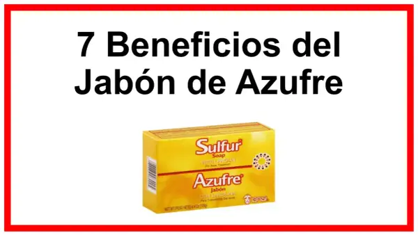 Descubre los 7 beneficios del jabón de azufre para el tratamiento del acné. La caja amarilla muestra "Sulfur Soap with Lanolin".