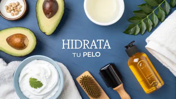 Aguacate, yogur y aceite para **hidratar el pelo de forma natural**. Ingredientes frescos para un cabello radiante.